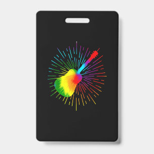Badge Conception de musique de guitare Tie Dye Guitarist