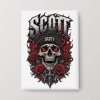 Badge Conception de nom personnalisé Scott Gothic Skull