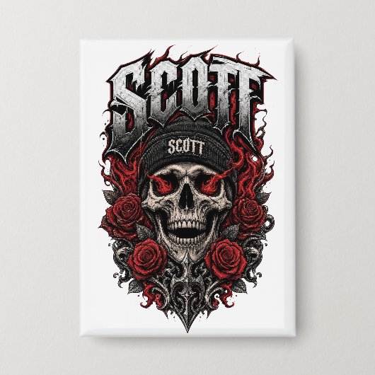 Badge Conception de nom personnalisé Scott Gothic Skull (Recto)
