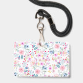 Badge Conception de peinture à l'aquarelle florale vinta (Arrière avec lanière)