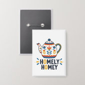 Badge Conception de théière confortable et accueillante (Recto/Verso)