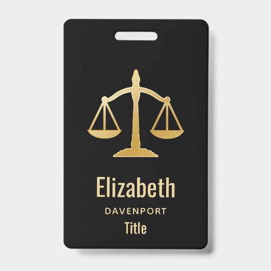 Badge Conception de thème de loi sur les échelles d'or d (Avant)