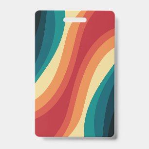 Badge Conception de vagues de style rétro multicolore
