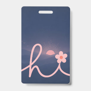 Badge Conception du coucher de soleil de la montagne de