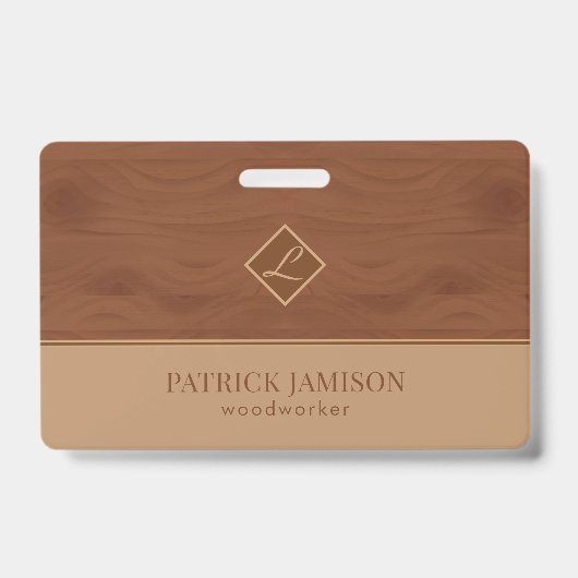 Badge Conception en bois marron et beige (Avant)