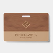 Badge Conception en bois marron et beige (Arrière)
