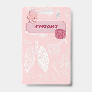 Badge Conception esthétique d'anatomie rose pour étudian