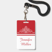 Badge Conception florale élégante (Avant avec lanière)