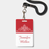Badge Conception florale élégante (Arrière avec lanière)