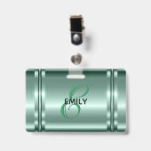 Badge Conception métallisée vert pastel (Avant avec clip)