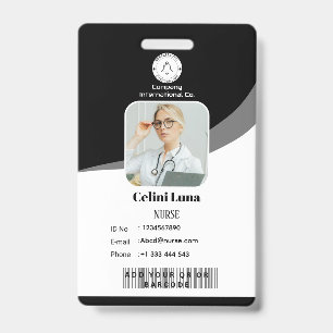Badge Conception noire moderne avec intégration de code-