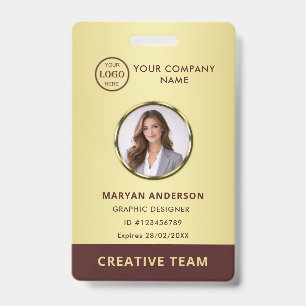 Badge Conception or or rouge foncé, logo ou photo dans u