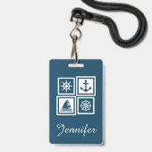 Badge Conception sur le thème nautique (Avant avec lanière)