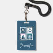 Badge Conception sur le thème nautique (Arrière avec lanière)