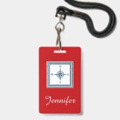 Badge Conception sur le thème nautique (Arrière avec lanière)