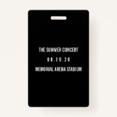 Badge Concert d'accès VIP personnalisé (Dos)