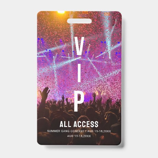 Badge Concert de carte d'accès VIP All (Avant)