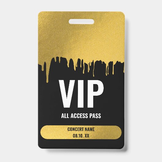 Badge Concert Festival VIP All Access Nom personnalisé (Front)