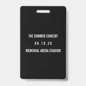 Badge Concert VIP Accès Total sur Mesure (Arrière)
