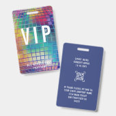 Badge Concert VIP personnalisé All Access Pass QR Code D (Recto et verso)