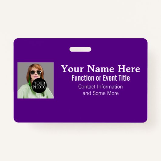Badge Concevez facilement votre propre logo photo violet (Devant)
