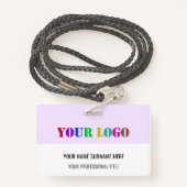 Badge Concevez votre propre entreprise Logo Nom Modèle B (Derrière avec lanière)