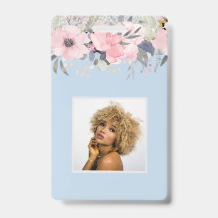 Badge Concevez votre propre papeterie florale rose girly