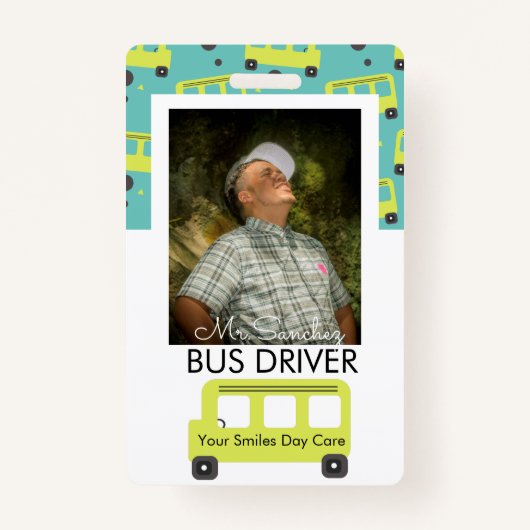Badge Conducteur de bus scolaire Garde de jour Confetti  (Devant)