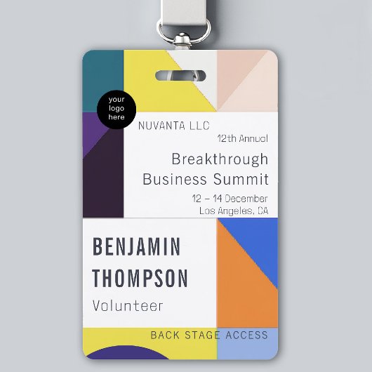 Badge Conference Business Corporate Event Nom géométriqu