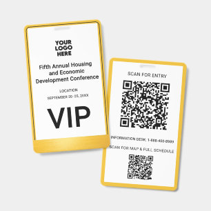 Badge Conférence VIP Entreprise Commerciale Logo QR