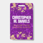 Badge Confettis dorés sur marbre violet ID (Avant)