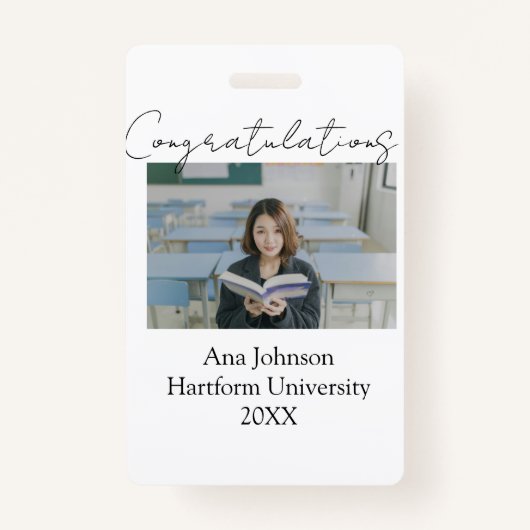 Badge Congratulations photo graduate name university yea (Devant)