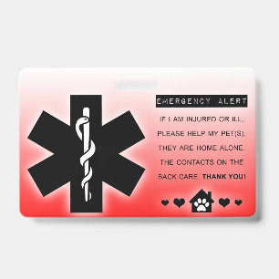Badge contact d'urgence pour animaux
