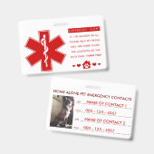 Badge contacts d'urgence pour animaux de compagnie (Avant & arrière)