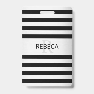 Badge Contemporain Faux Argent Ombre Rayures & Noir