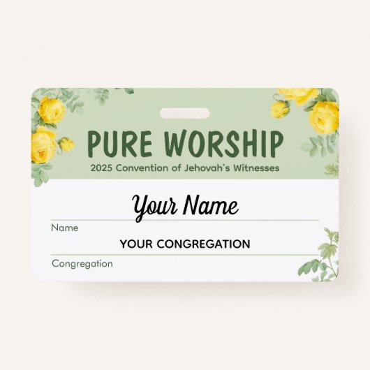 Badge Convention Pure Worship 2025 | Nom JW (Devant)