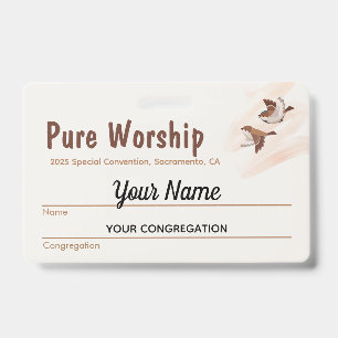 Badge Convention spéciale Pure Worship 2025 Nom JW