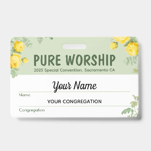 Badge Convention spéciale Pure Worship 2025 Nom JW