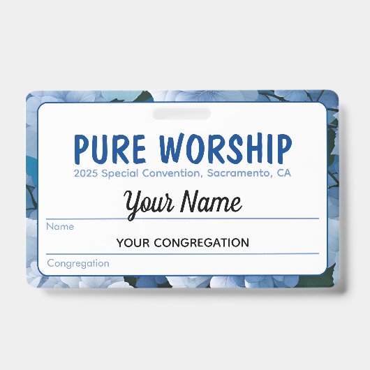 Badge Convention spéciale Pure Worship 2025 | Nom JW (Face)