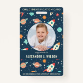 Badge Cool Espace Extérieur Photo Personnalisée Identifi (Devant)