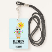 Badge Cool Llama et souriant Kawaii Sun (Derrière avec lanière)