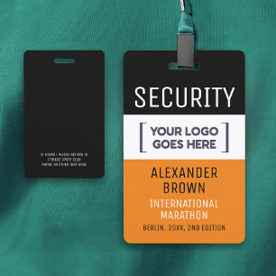 Badge Cool Simple Orange Et Black Event Logo Sécurité