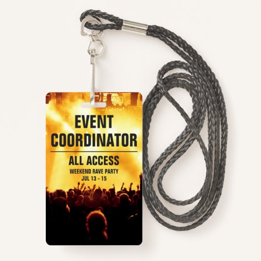 Badge Coordinateur d'événement personnalisé Toutes les c (Devant avec lanière)