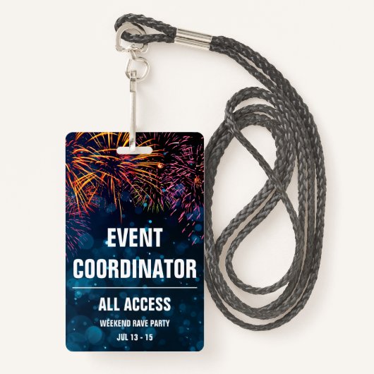 Badge Coordinateur d'événement Tous les accès Passe d'év (Devant avec lanière)