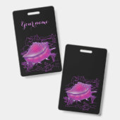 Badge Coquille marine rose (Recto et verso)