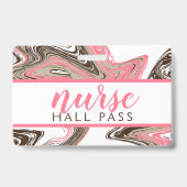 Badge corail et coups de chocolat NURSE HALL PASS (Avant)