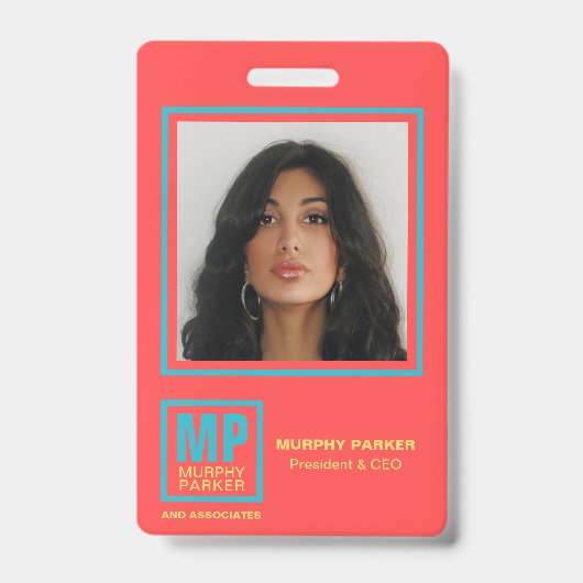 Badge Corail Rouge Turquoise jaune logo (Avant)