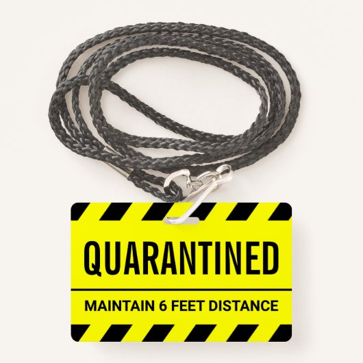 Badge Coronavirus Self Isolation Quarantine (Devant avec lanière)