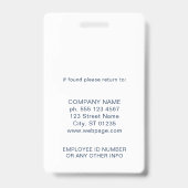 Badge Corporate Logo Photo Custom Employee ID (Back)