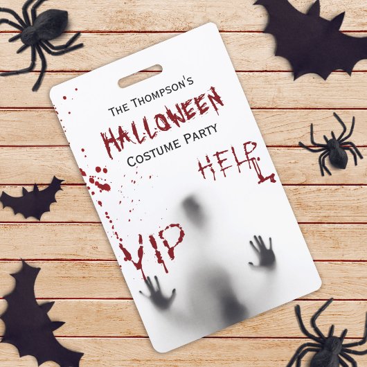 Badge Costume de fête d'Halloween VIP blanc effrayant sa